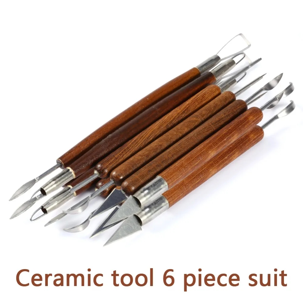 Workshop Tools For Carpentry - 6PCS Beeldhouwen Gereedschap Aardewerk Houten Handvat