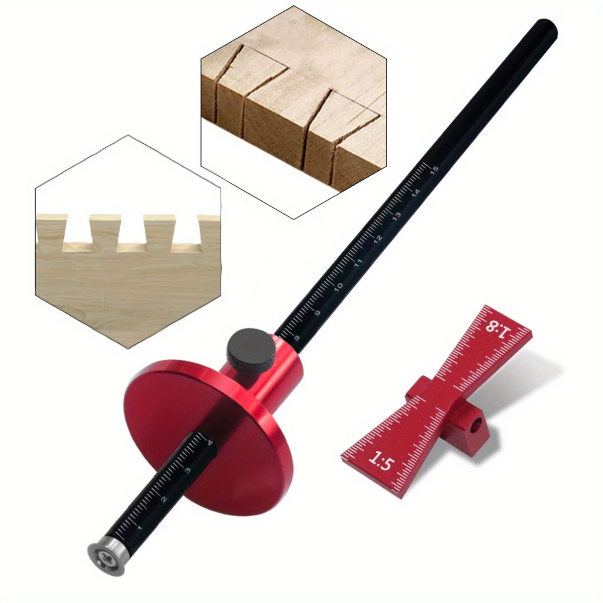 Dovetail Marking Guide - Lagerwielsnijder voor zacht hout, inch/MM schaalliniaal,