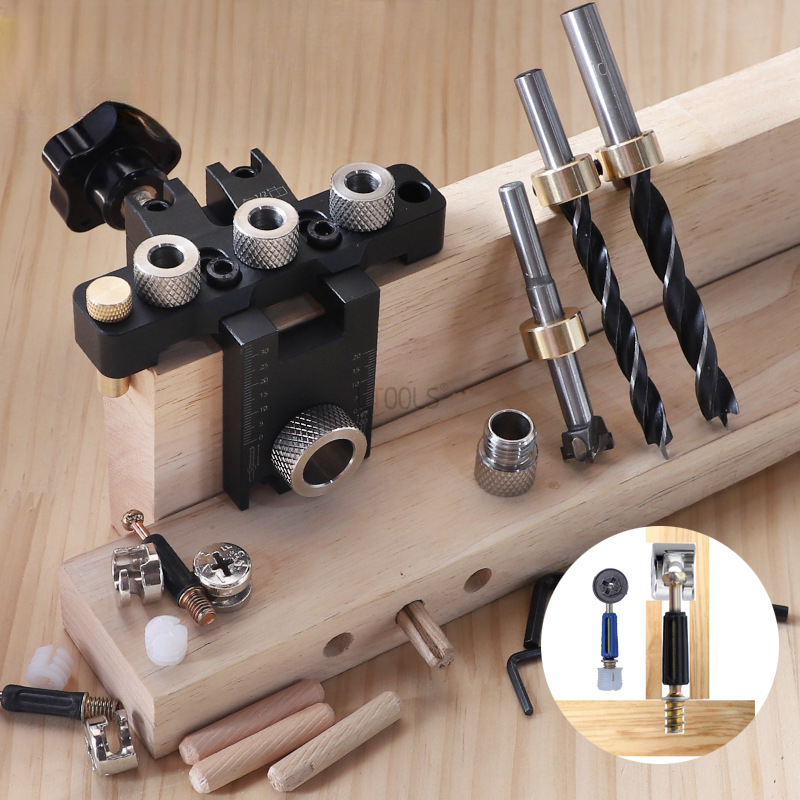 Mini Workshop Tools - 3-in-1 verstelbare deuvelmal 8/10/15MM deuvelboorgidsset houtbewerking